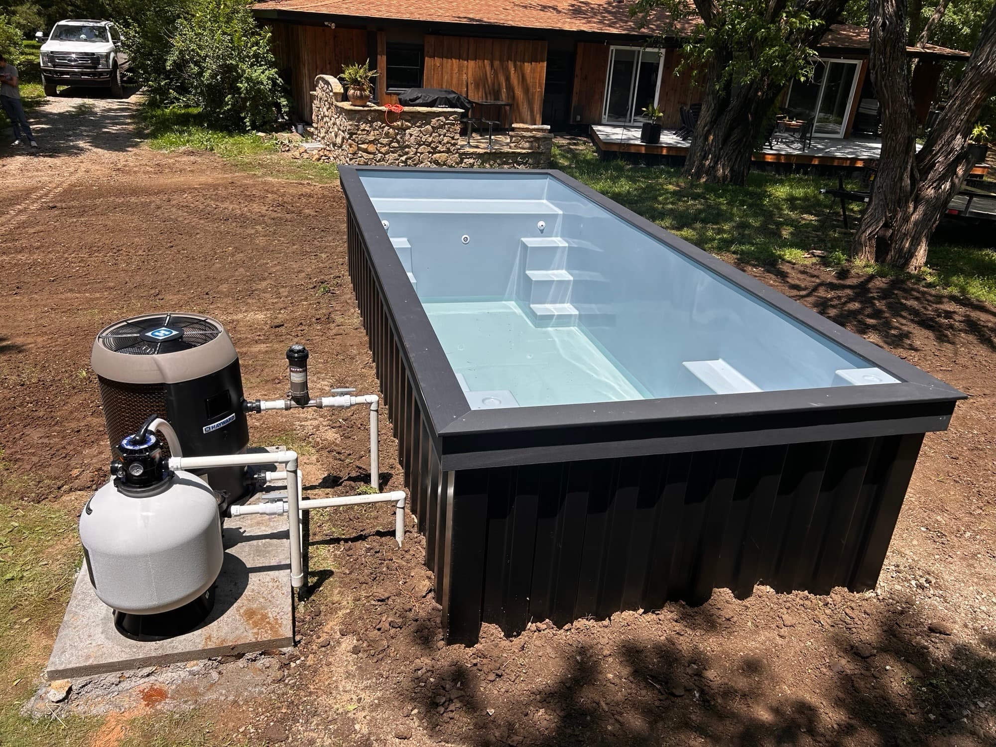 Shipping container pool delivery and install for Olathe, KS