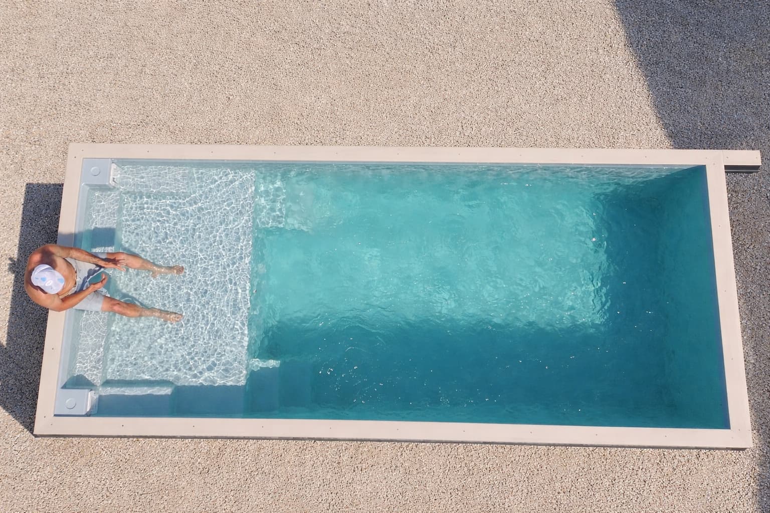 Overhead view of container pool